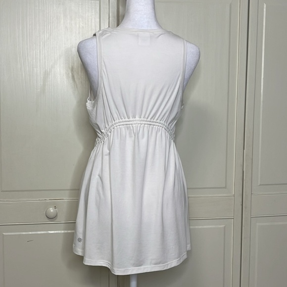 Athleta Women’s White Tunic Tank Top Cinched Size Medium Tennis Core - Picture 5 of 7